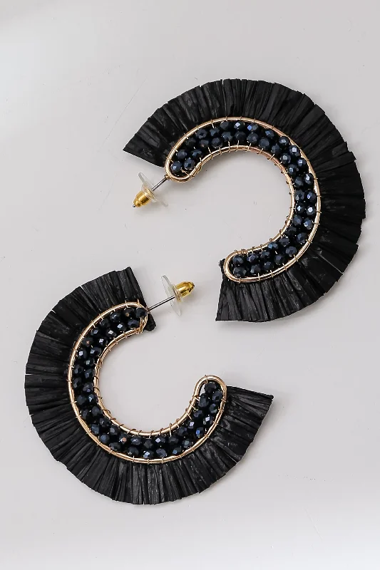 Java tile earrings-Lauren Fringe Hoop Earrings