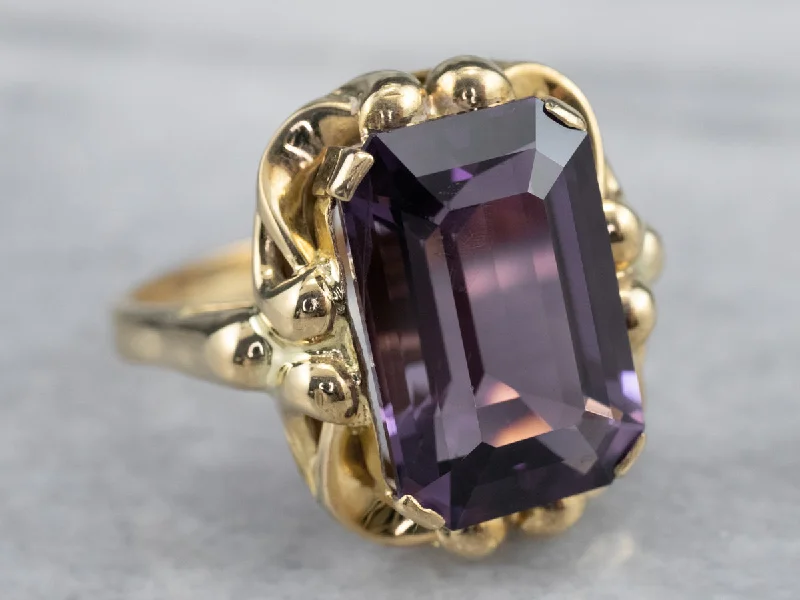 Shiny druzy rings-Vintage Amethyst Solitaire Ring