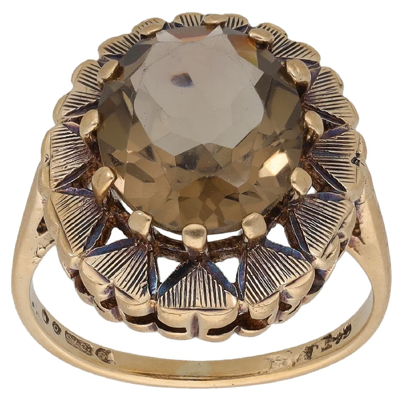 Clustered stone rings-9ct Gold Smoky Quartz Single Stone Ring Size K