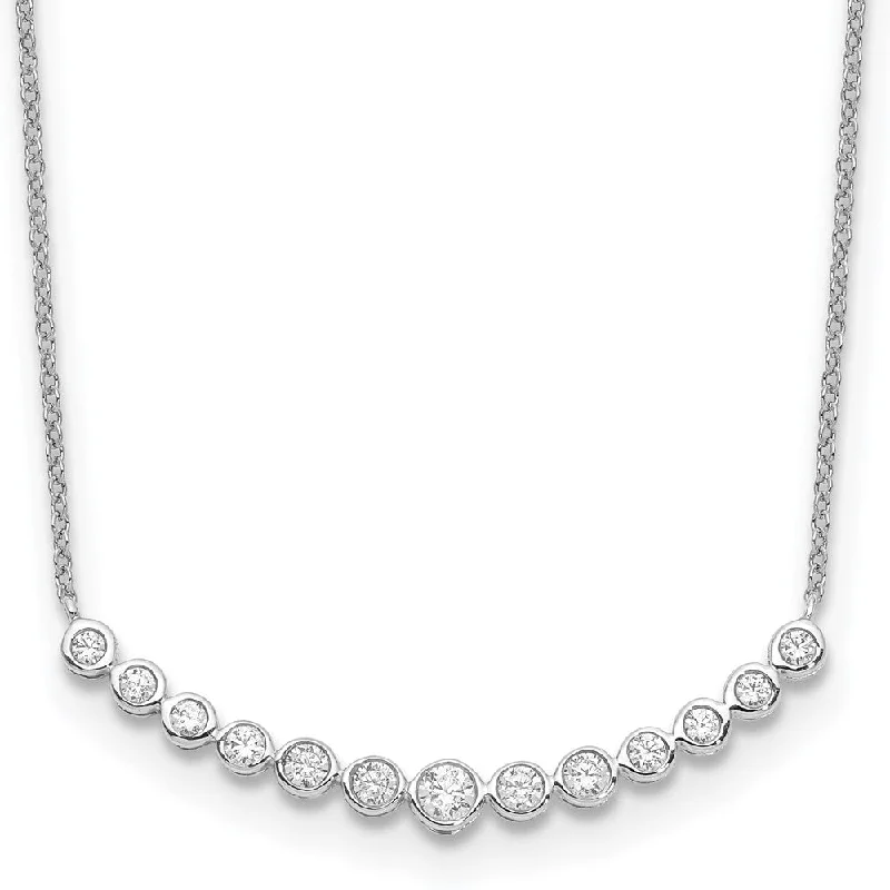 Elegant design necklaces-14K Gold 1/2 Ct Lab Grown Diamond Curved Bar Necklace 18" Clarity VS, Color D-E