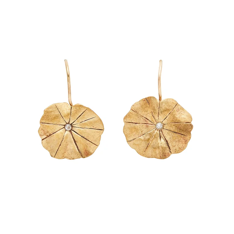 Leafy hoop earrings-Petite Pennywort Bronze Earrings