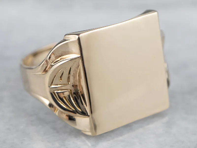 Blended metal rings-Vintage Square Top Signet Ring