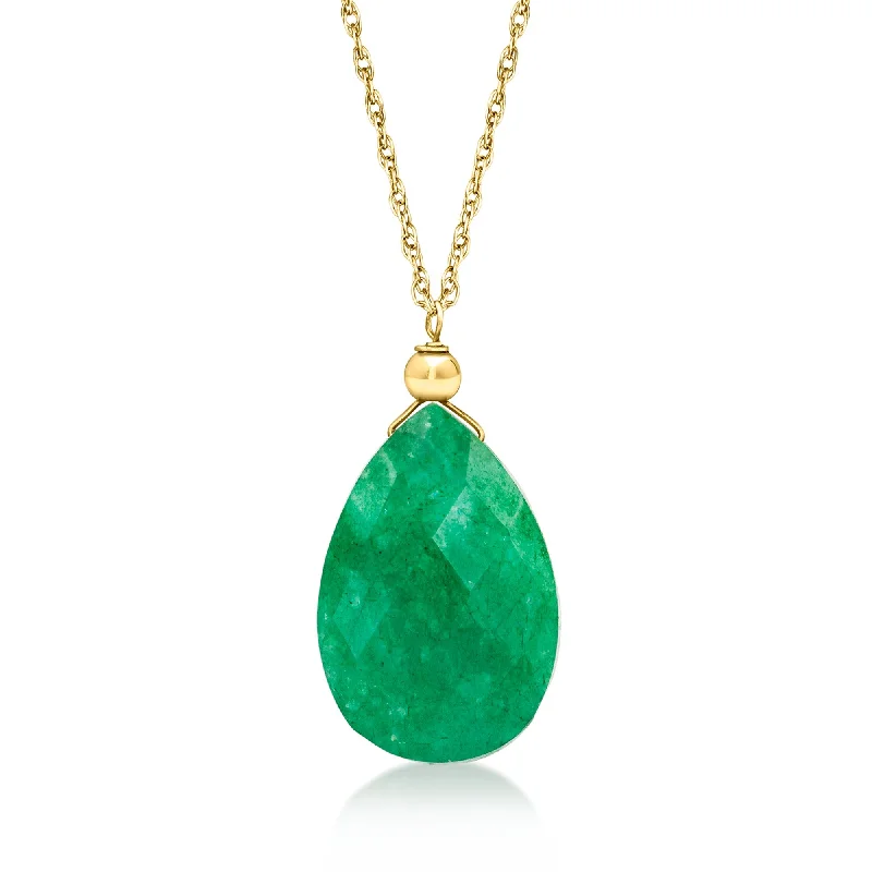 Fiber fringe necklaces-Canaria Emerald Pendant Necklace in 10kt Yellow Gold