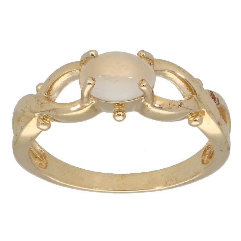 Round stone rings-9ct Gold Quartz Single Stone Ring Size N