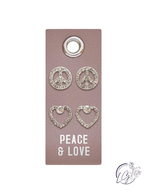 Whimsical pair earrings-Silver Stud Earrings - Peace & Love