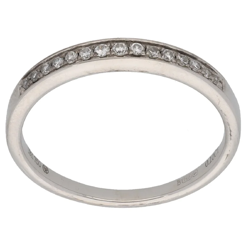 Bold stone rings-18ct White Gold 0.10ct Diamond Half Eternity Ring Size N