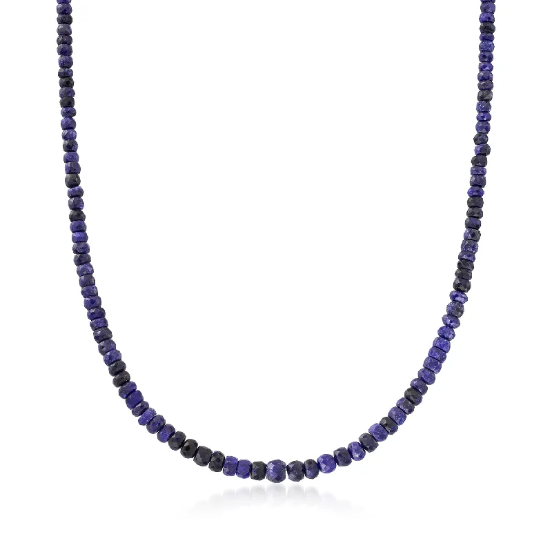 Firm chain necklaces-Ross-Simons Sapphire Bead Necklace With Sterling Silver