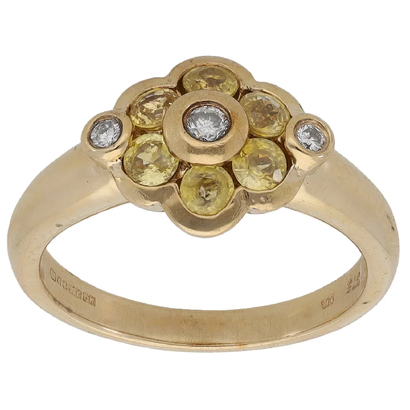 Flow style rings-9ct Gold Beryl & 0.09ct Diamond Dress/Cocktail Ring Size N