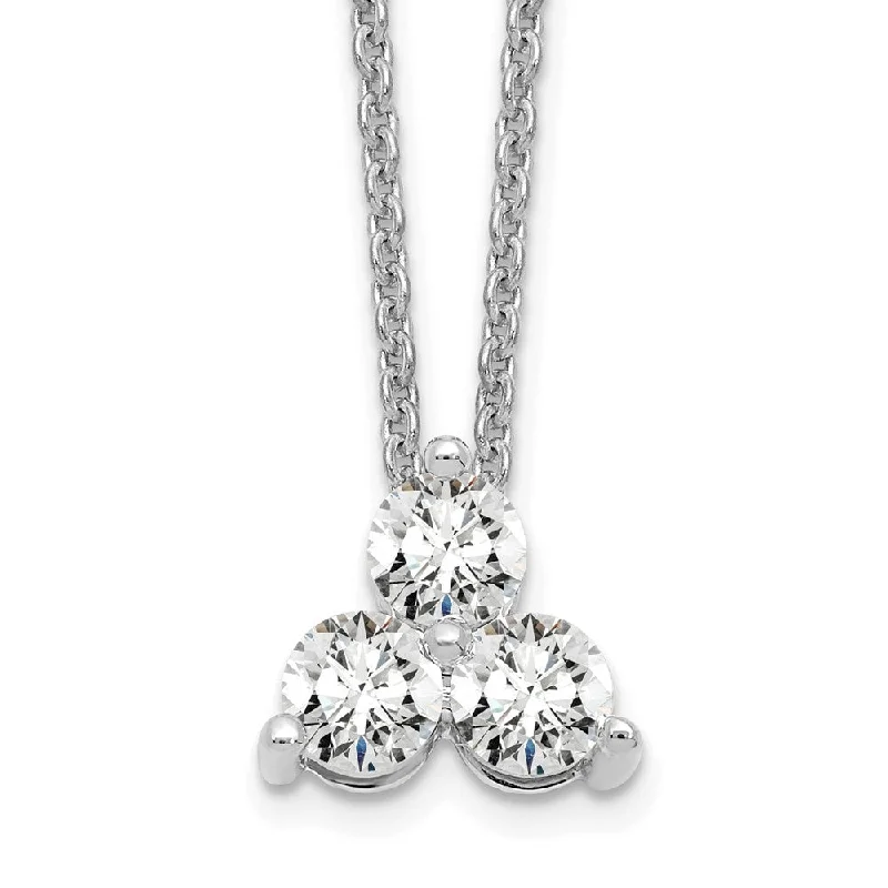 Shiny druzy necklaces-14K Gold 1/2 Ct Lab Grown Diamond Three Stone Necklace 18" Clarity VS, Color D-E