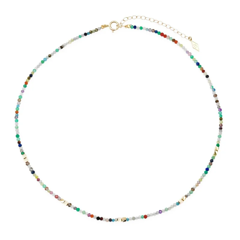 Oak wood necklaces-Women's "gemstone Choker" Necklace In Multi