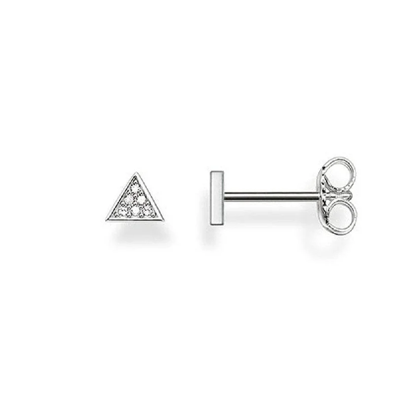 Peridot stud earrings-Silver Studs Triangle With Diamonds