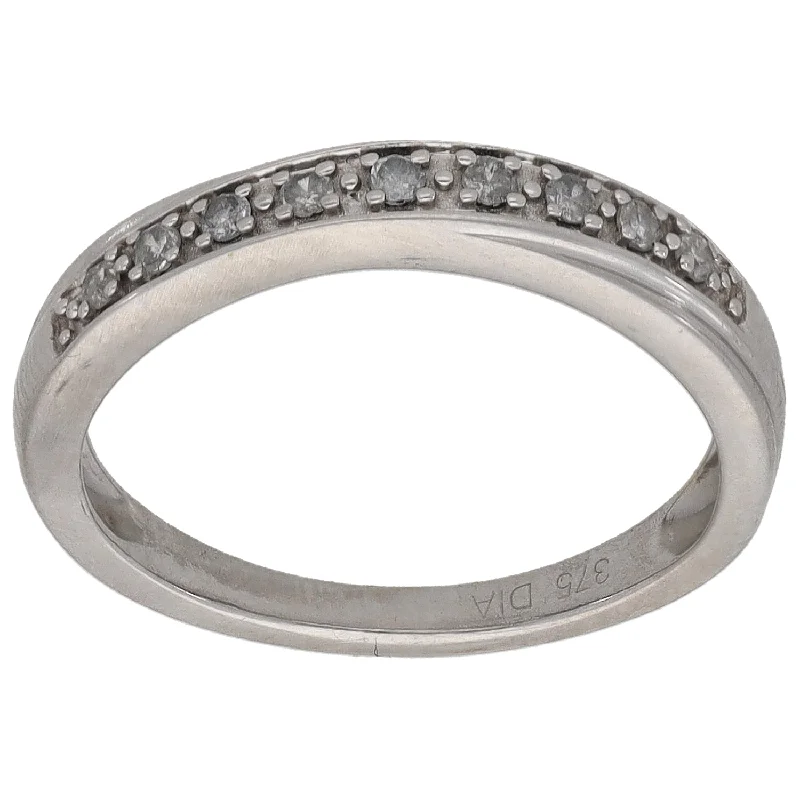 Flow style rings-9ct White Gold 0.09ct Diamond Half Eternity Ring Size K