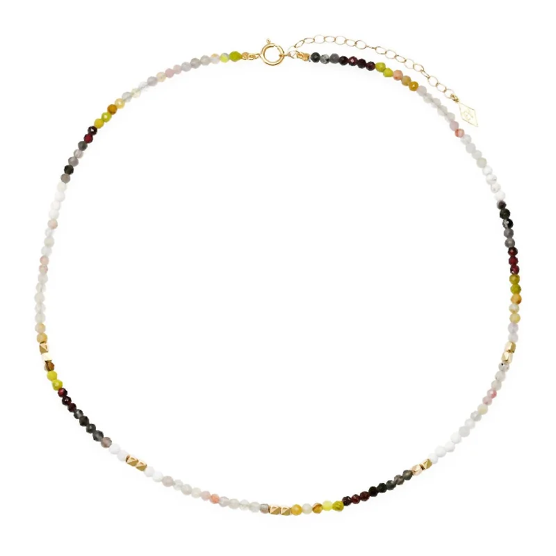 Light enamel necklaces-Women's "gemstone Choker" Necklace In Multi