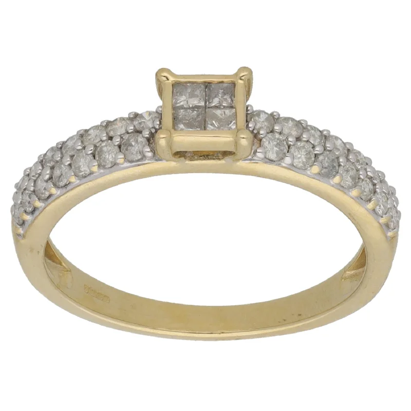 Fine dot rings-9ct Gold 0.44ct Diamond Dress/Cocktail Ring Size N