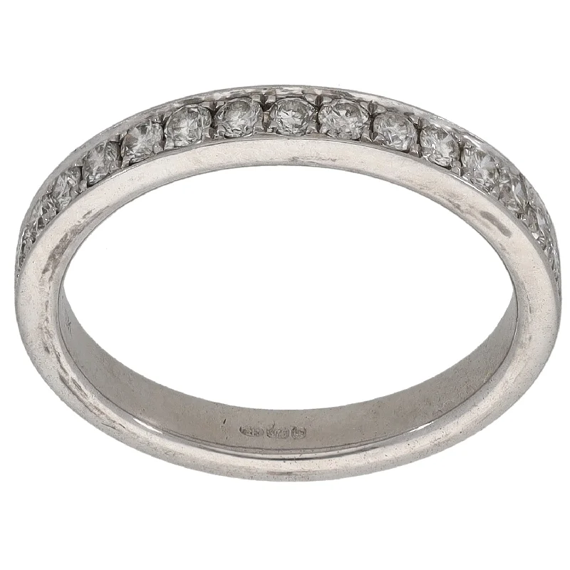 Fine heart rings-9ct White Gold 0.30ct Diamond Half Eternity Ring Size K