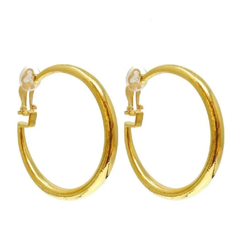 Firm ring earrings-Classic Round Hoop Clip Earrings