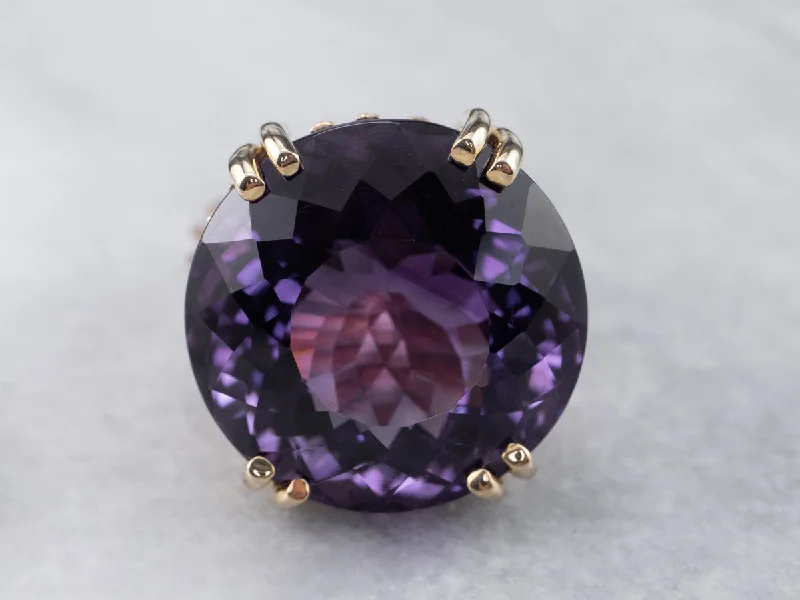 Octagon gem rings-Gold Amethyst Statement Ring