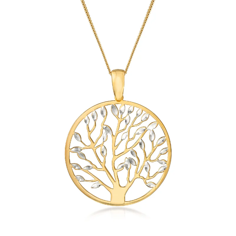 Tilted bar necklaces-Ross-Simons Italian 18kt Gold Over Sterling Cut-Out Tree Of Life Pendant Necklace