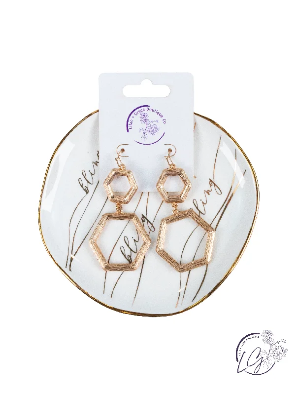 Firm hoop earrings-Hexagon Dangle Earrings