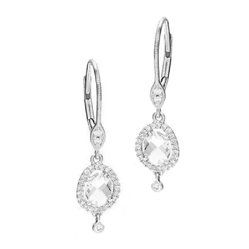 Firm ring earrings-White Topaz and Diamond Earrings