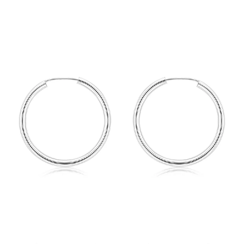 Ripple theme rings-Sterling Silver Plain 20mm Sleeper Earring