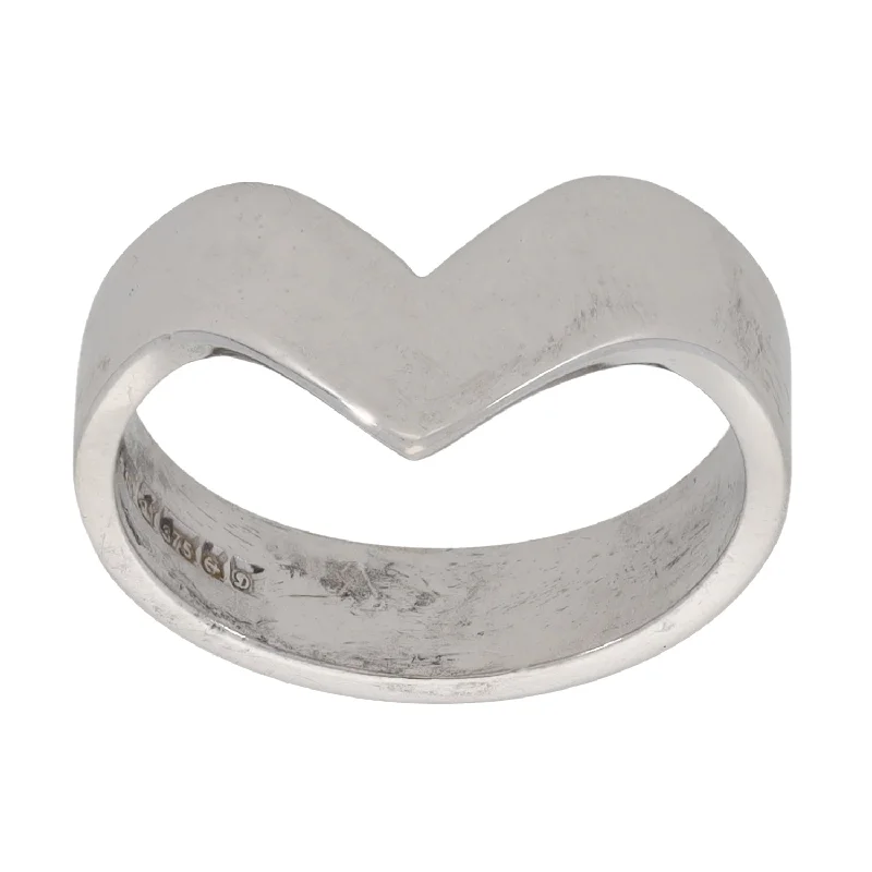 Goshenite cut rings-9ct White Gold Wishbone Ring Size L