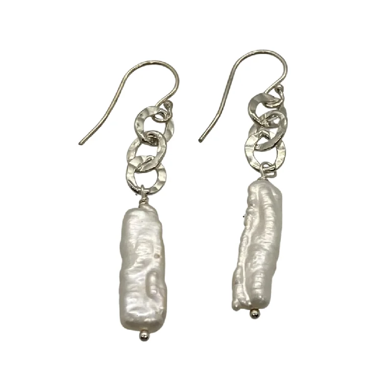 Bold statement earrings-White BIWA Pearl Chain Drop Earrings