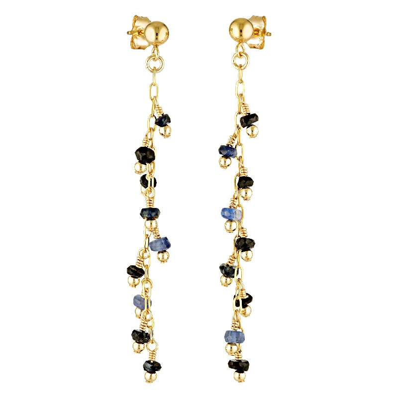 Neat bar earrings-Cascade Earrings ~ Sapphire