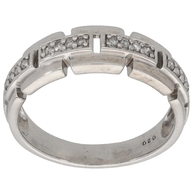 Woven motif rings-9ct White Gold 0.20ct Diamond Half Eternity Ring Size Y