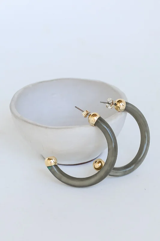 Blended metal earrings-FINAL SALE - Indie Olive Acrylic Hoop Earrings