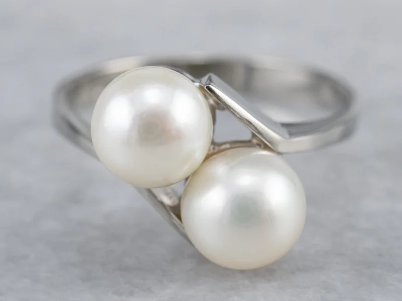 Slim stack rings-Simple Pearl Bypass Ring