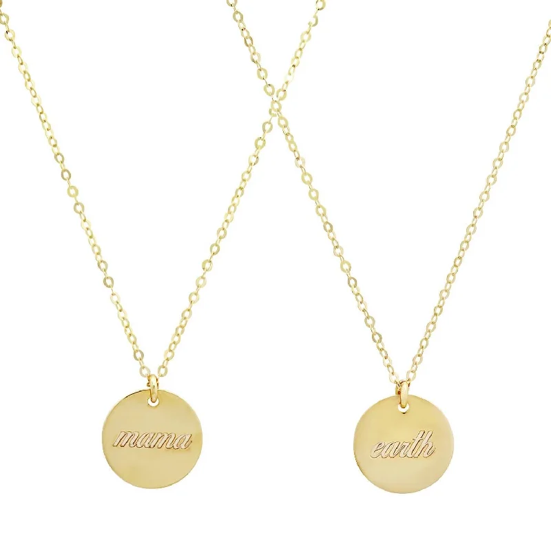 Octagon pendant necklaces-Women's Reversible "mama Earth" Disc Necklace In Gold