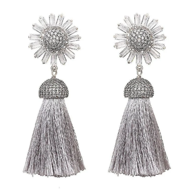 Reef knot earrings-Daisy Tassel Hoop Earrings