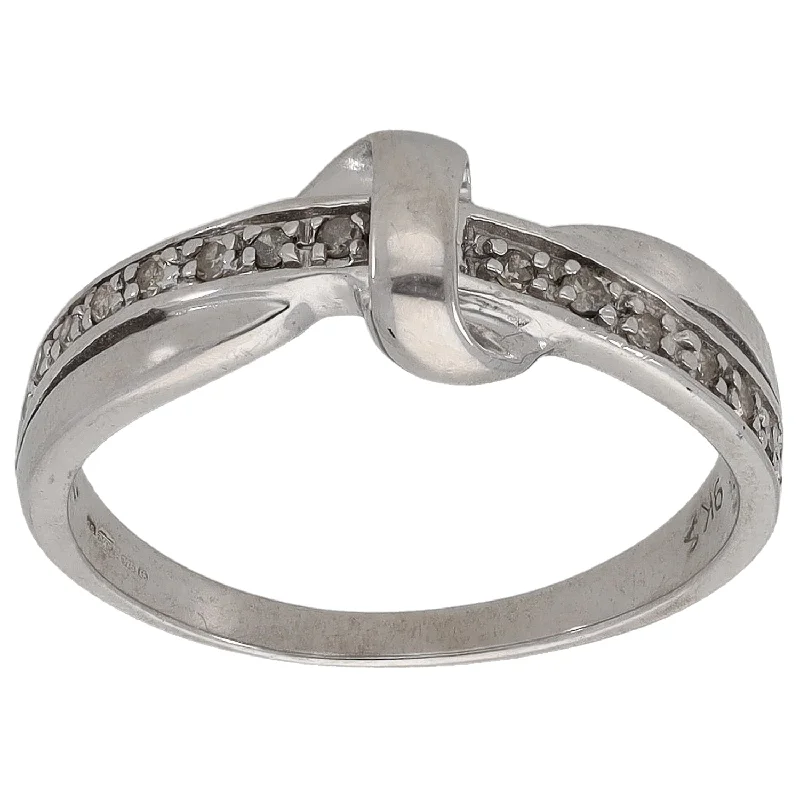 Rustic deco rings-9ct White Gold 0.10ct Diamond Half Eternity Ring Size K