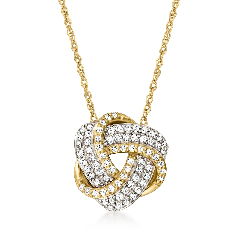 Elastic thread necklaces-Canaria Diamond Love Knot Pendant Necklace in 10kt Yellow Gold