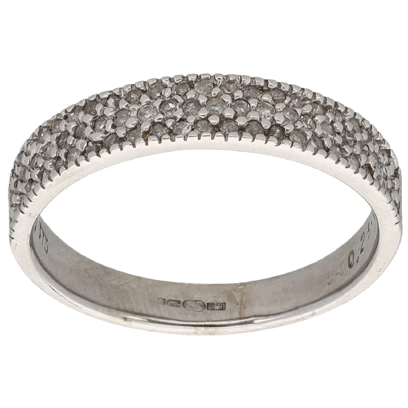 Pinch band rings-9ct White Gold 0.25ct Diamond Half Eternity Ring Size L