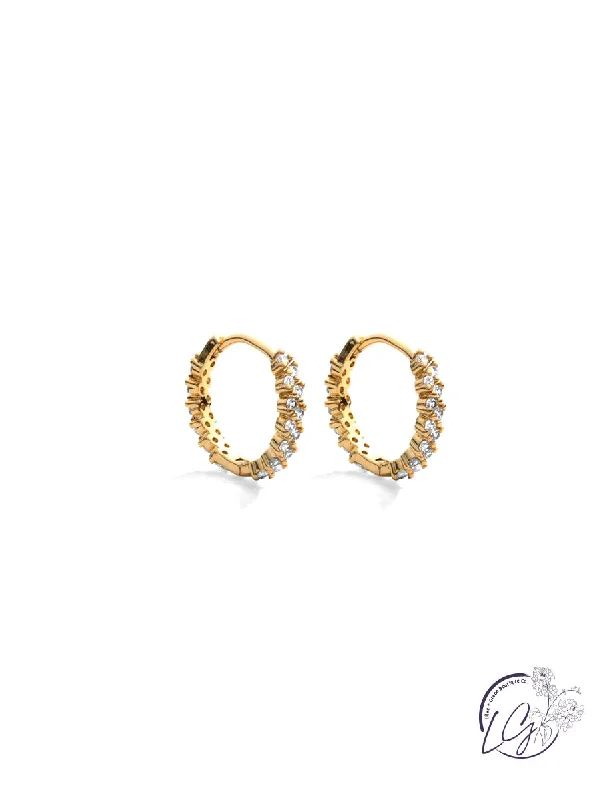 Vintage drop earrings-Detailed Pave Huggie