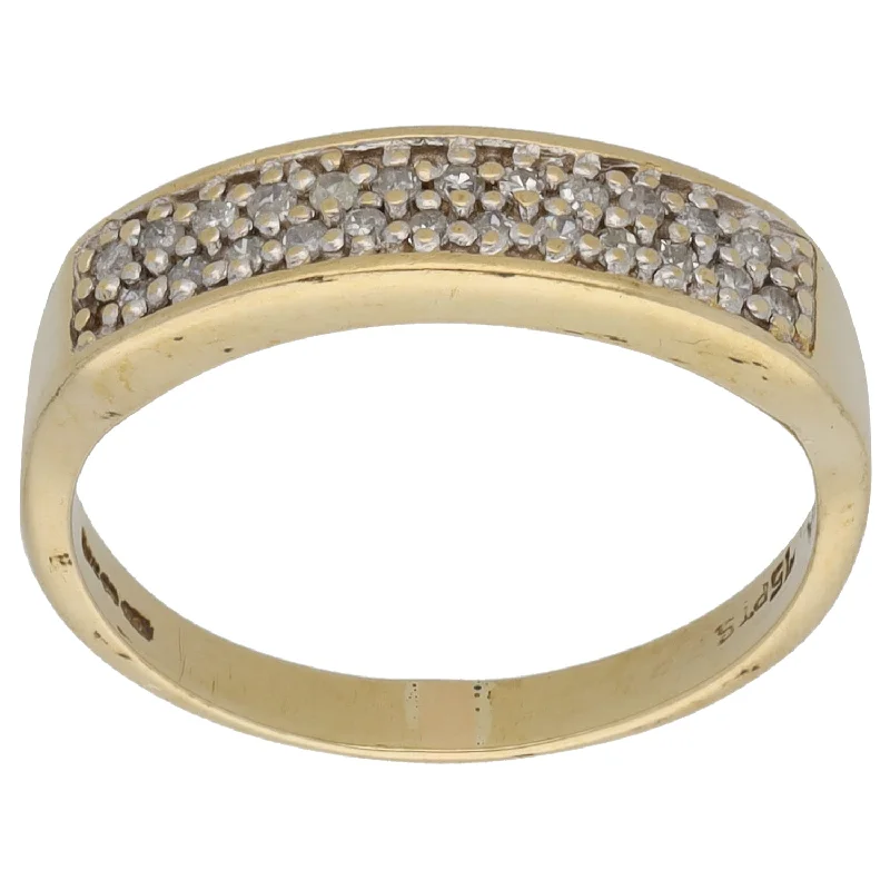 Rosebud rings-9ct Gold 0.12ct Diamond Half Eternity Ring Size N