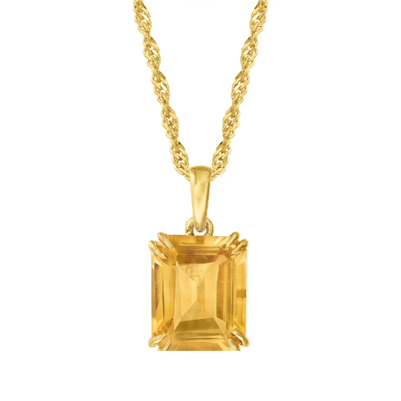 Eight-strand necklaces-Ross-Simons Citrine Pendant Necklace in 18kt Gold Over Sterling