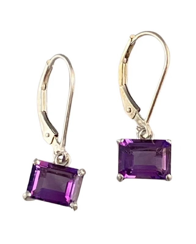 Fluid drop earrings-Faceted Amethyst Earrings