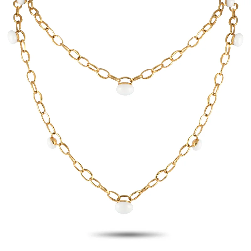 Flow pattern necklaces-Pomellato Capri 18K Rose Gold Ceramic Necklace PO02-122424