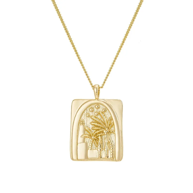 Neat-line necklaces-Palm Tree Oasis Pendant Necklace In Gold