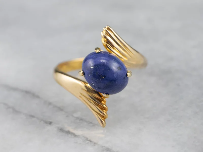 Garnet stone rings-Winged Lapis Bypass Ring