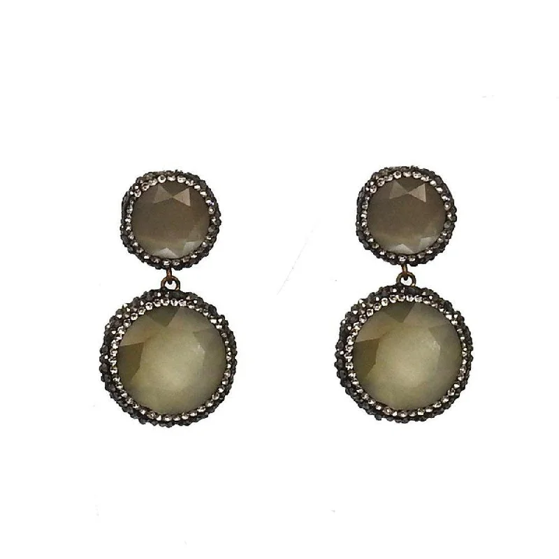 Light enamel earrings-Hematite Crystal  Earrings