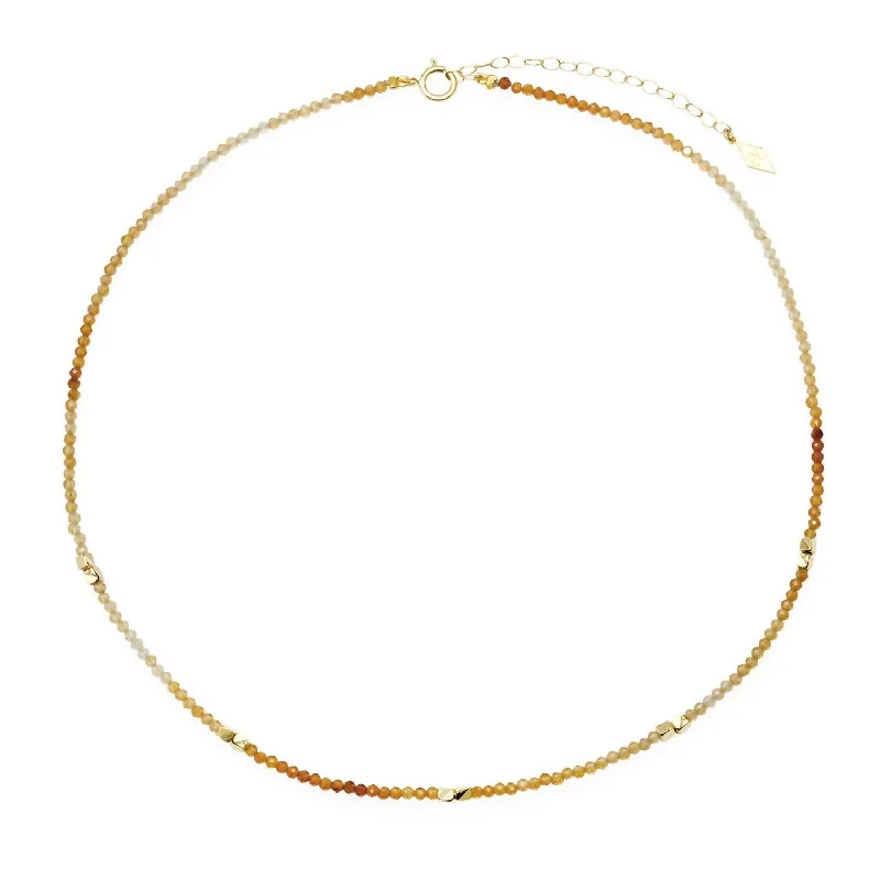 Stone strand necklaces-Women's "gemstone Choker" Necklace In Amber/gold