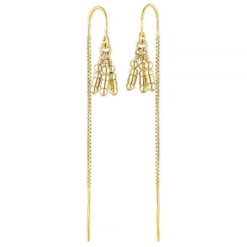 Stone strand earrings-Rima Thread Earrings ~ Gold