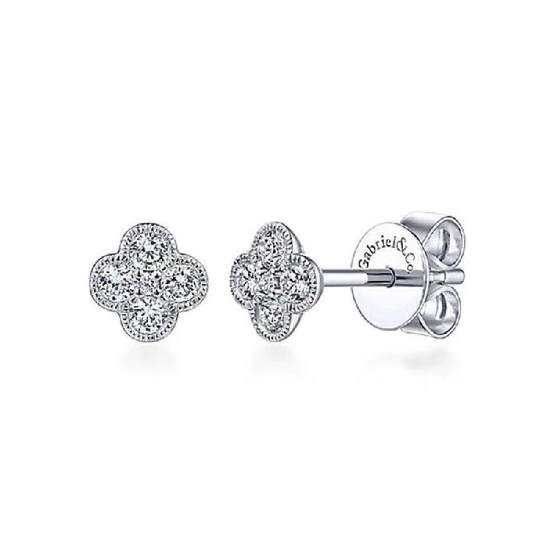 Bold tier earrings-Pave Quatrefoil Studs