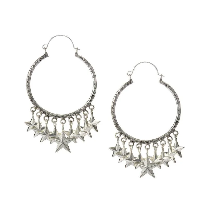 Trekker weave earrings-Star Hoop Earrings