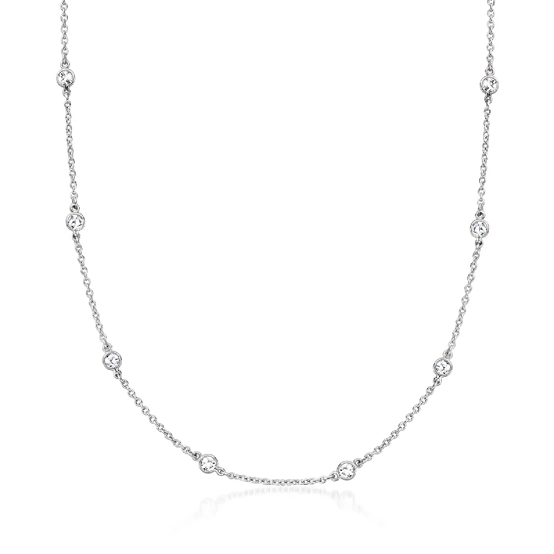 Mist glass necklaces-Ross-Simons Moissanite Station Necklace in Sterling Silver