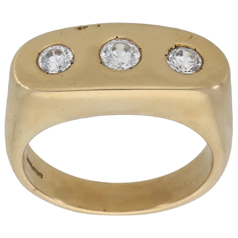 Fine star rings-9ct Gold Cubic Zirconia Signet Ring Size S 1/2